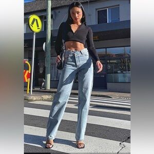 Holly Asymmetric Straight Leg Jean Light Wash by Princess Polly - Nordstrom​